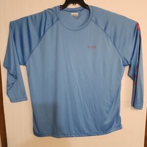 Columbia Sportswear Pullover Long Sleeve Blue 4XL Moisture Wicking Fishing